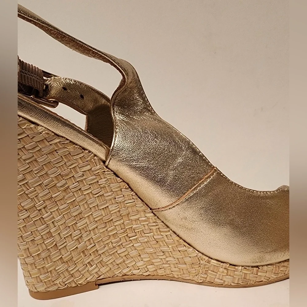 Lilly Pulitzer Kristen Wedge Sandals Women’s Metallic Gold Size 10